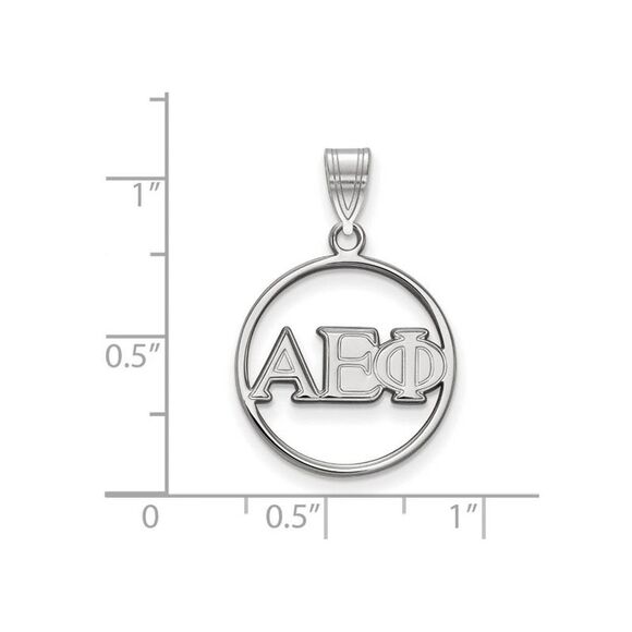 Sterling Silver Alpha Epsilon Phi Small Circle Greek Letters Pendant - Picture 2 of 3